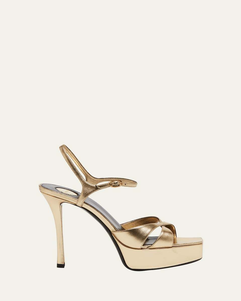 Debbie Metallic Crisscross Platform Sandals